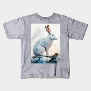 Arctic Hare- Watercolor Paint Kids T-Shirt